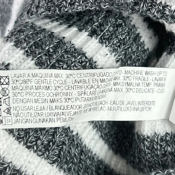 ZARA Man Men's Striped Knit Cotton Sweater Size L Large White & Gray - Picture 5 of 6